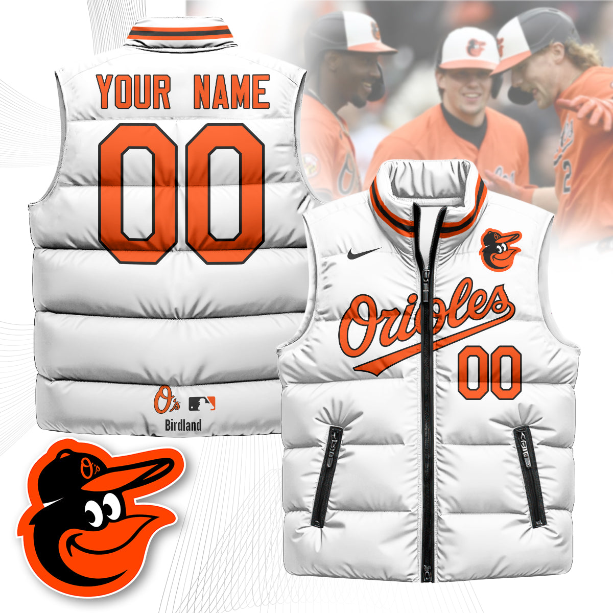 Personalized Baltimore Orioles Unisex Puffer Vest