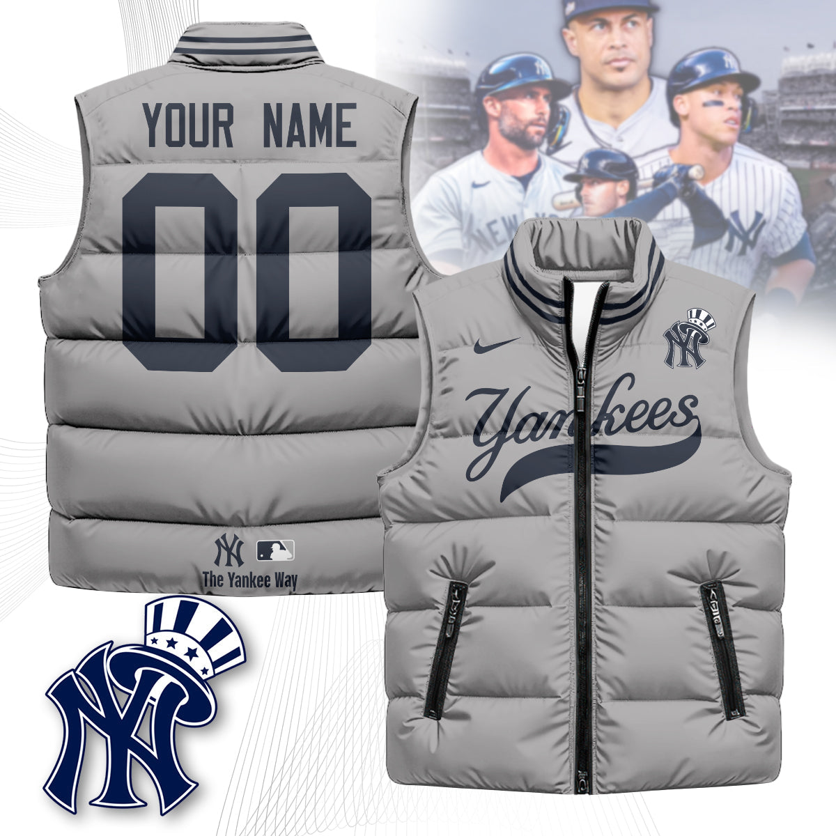 Personalized New York Yankees Unisex Puffer Vest