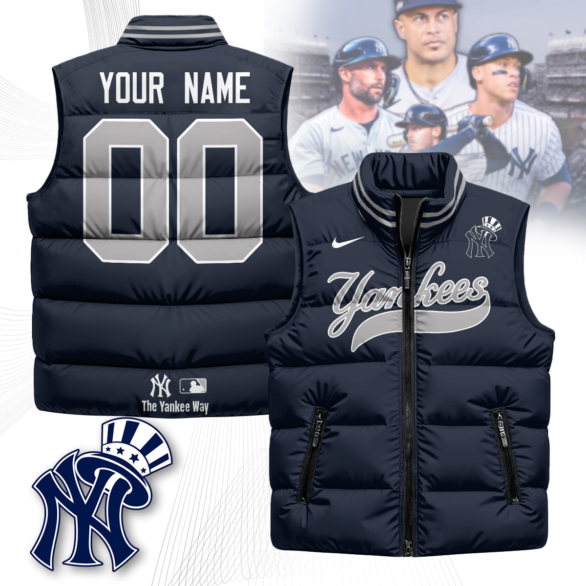 Personalized New York Yankees Unisex Puffer Vest