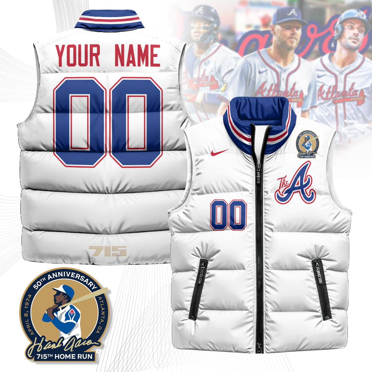 Personalized Atlanta Braves Unisex Puffer Vest