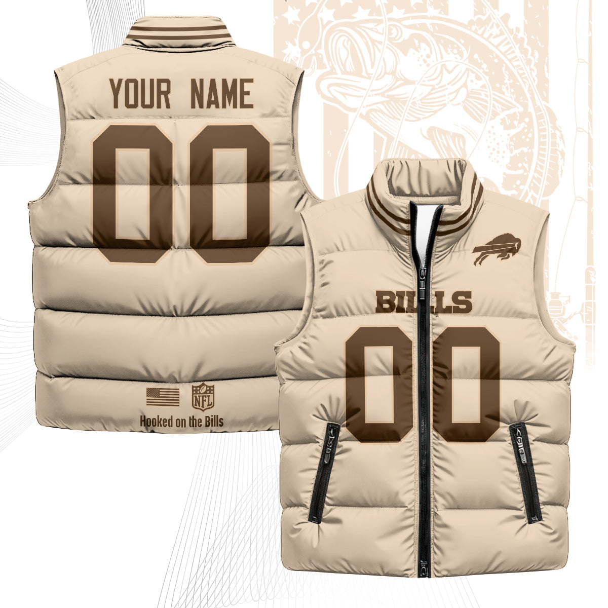 Personalized Buffalo Bills Fishing Unisex Puffer Vest