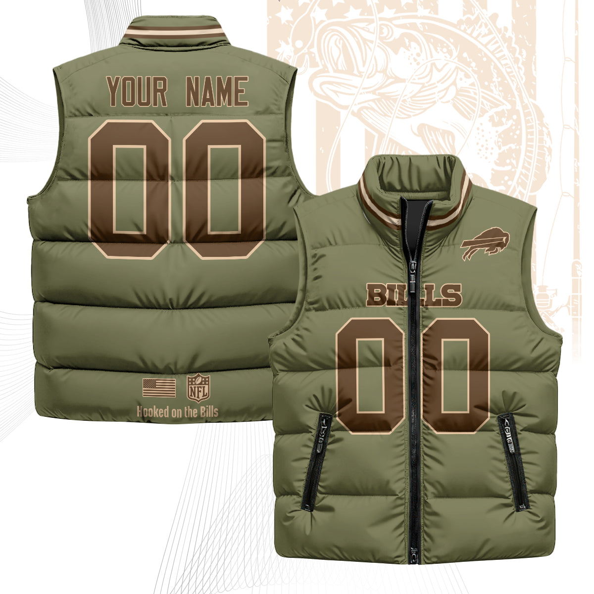 Personalized Buffalo Bills Fishing Unisex Puffer Vest
