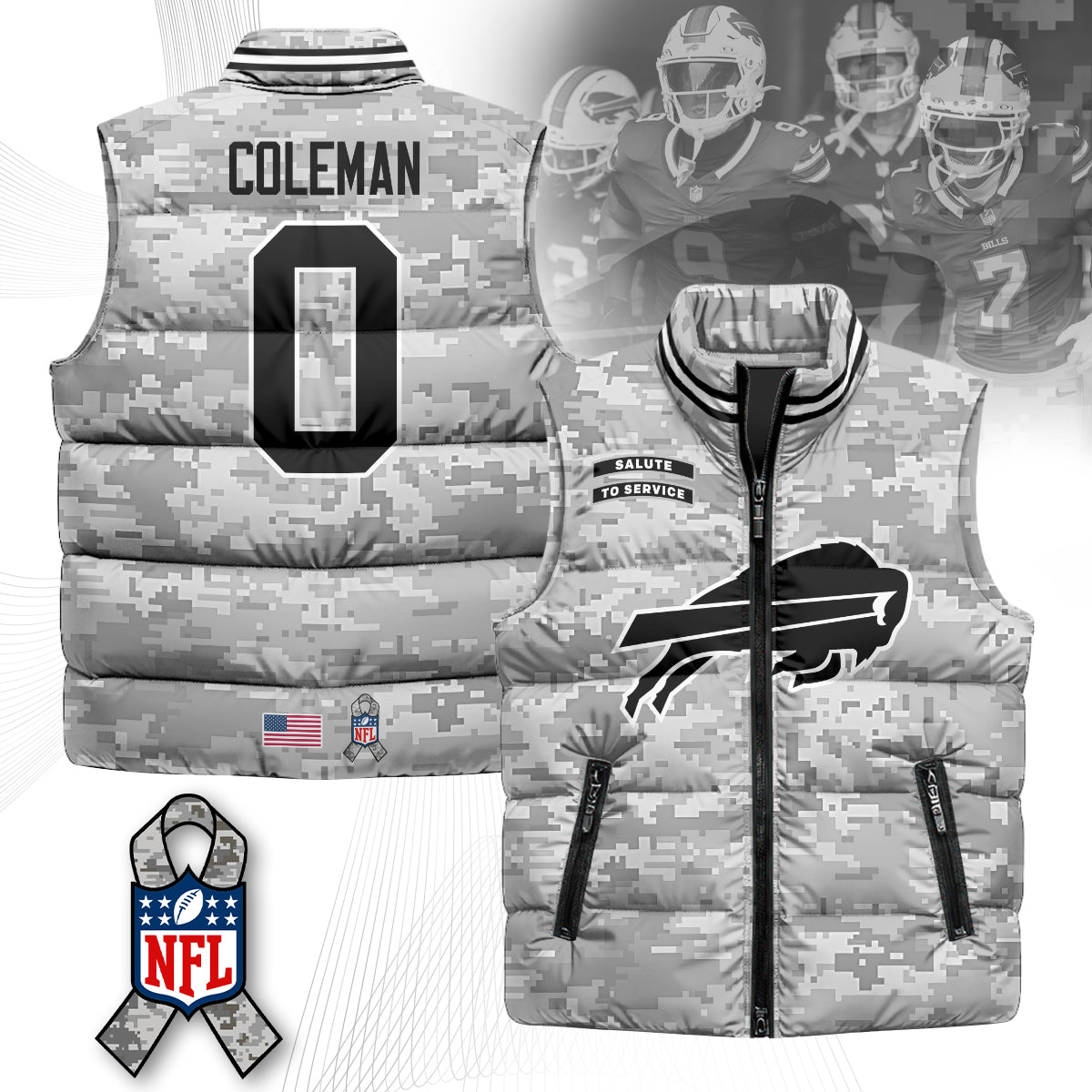 Buffalo Bills Salute To Service Puffer Vest