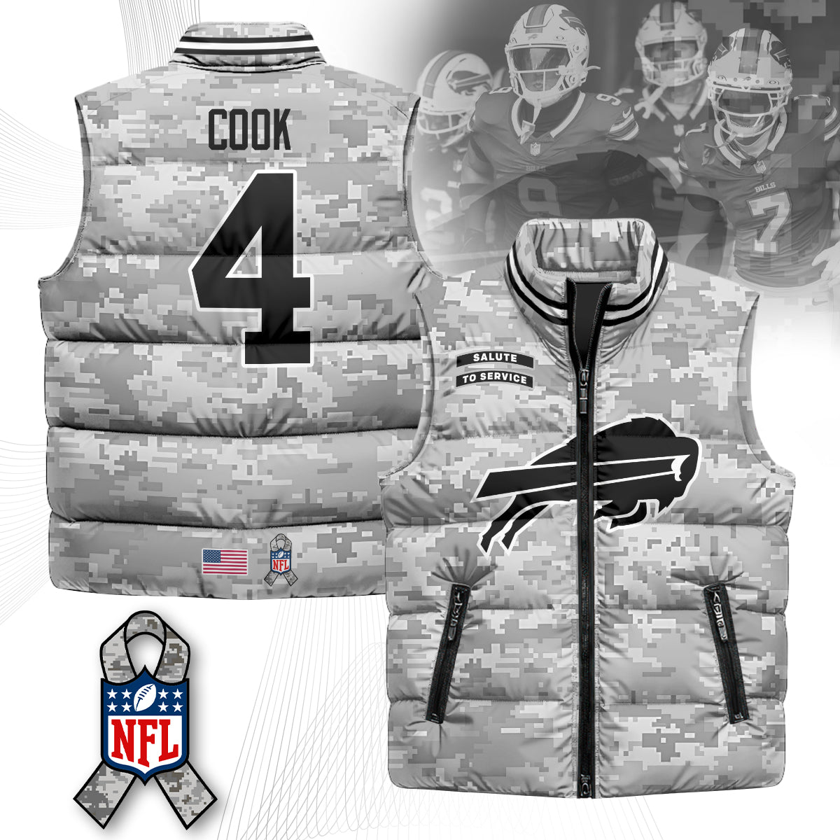 Buffalo Bills Salute To Service Puffer Vest