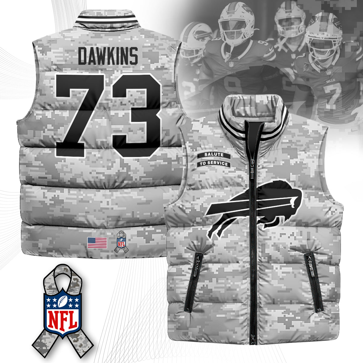 Buffalo Bills Salute To Service Puffer Vest