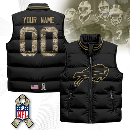 Personalized Buffalo Bills Salute To Service Puffer Vest