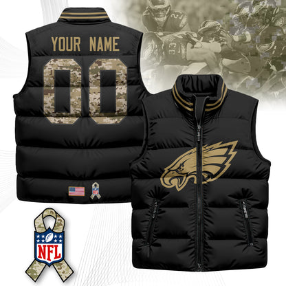 Personalized Philadelphia Eagles Salute To Service Puffer Vest