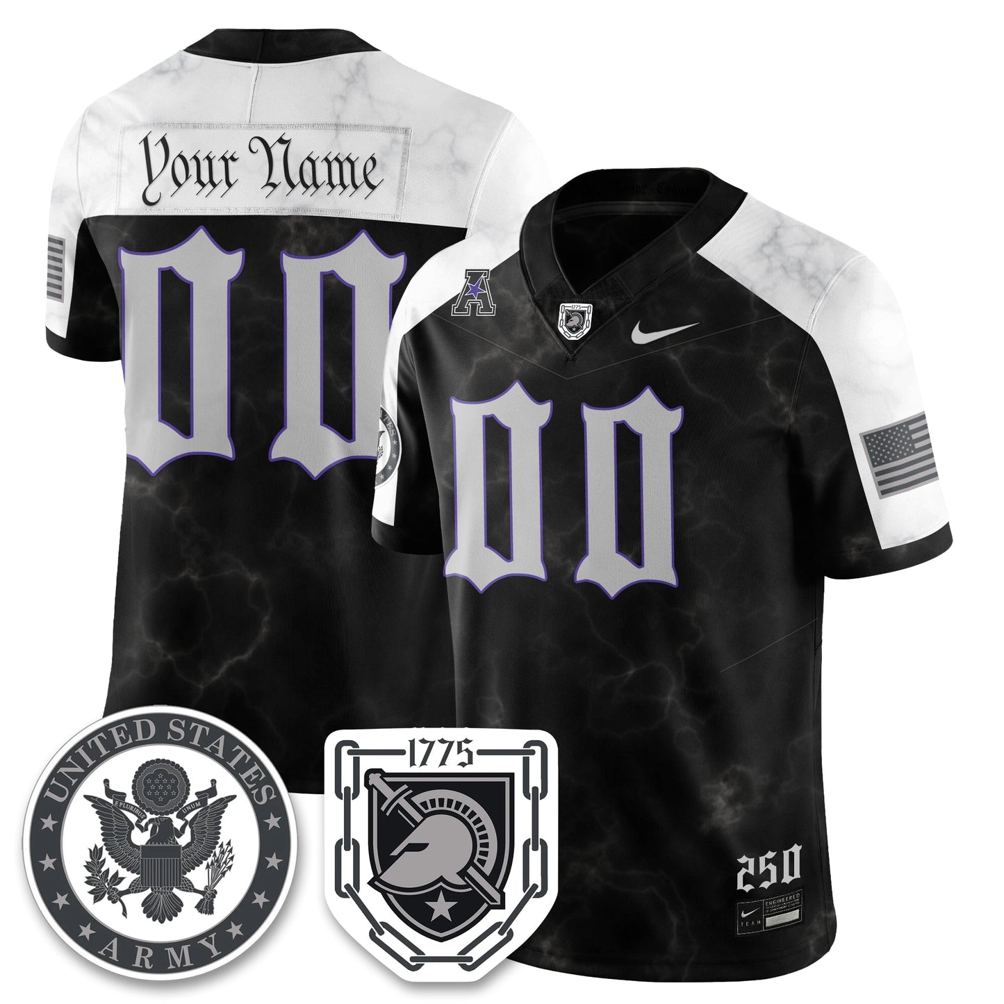 Custom Army Black Knights Vapor Limited Jersey - 250 Years of Service and Sacrifice - All Stitched