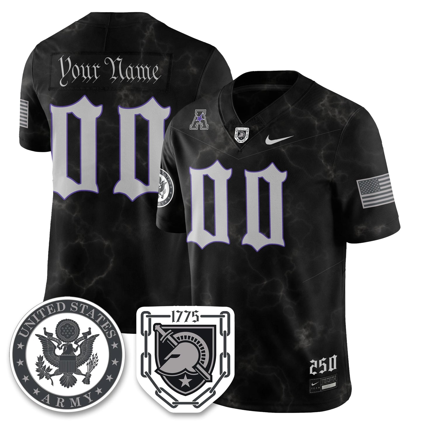 Custom Army Black Knights Vapor Limited Jersey - 250 Years of Service and Sacrifice - All Stitched