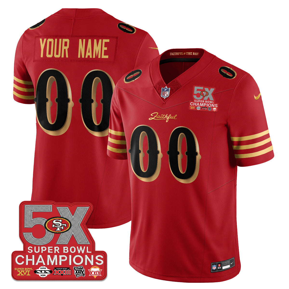 Custom SF Rivalries 5-Time Champions Patch Vapor Limited Jersey - All Stitched