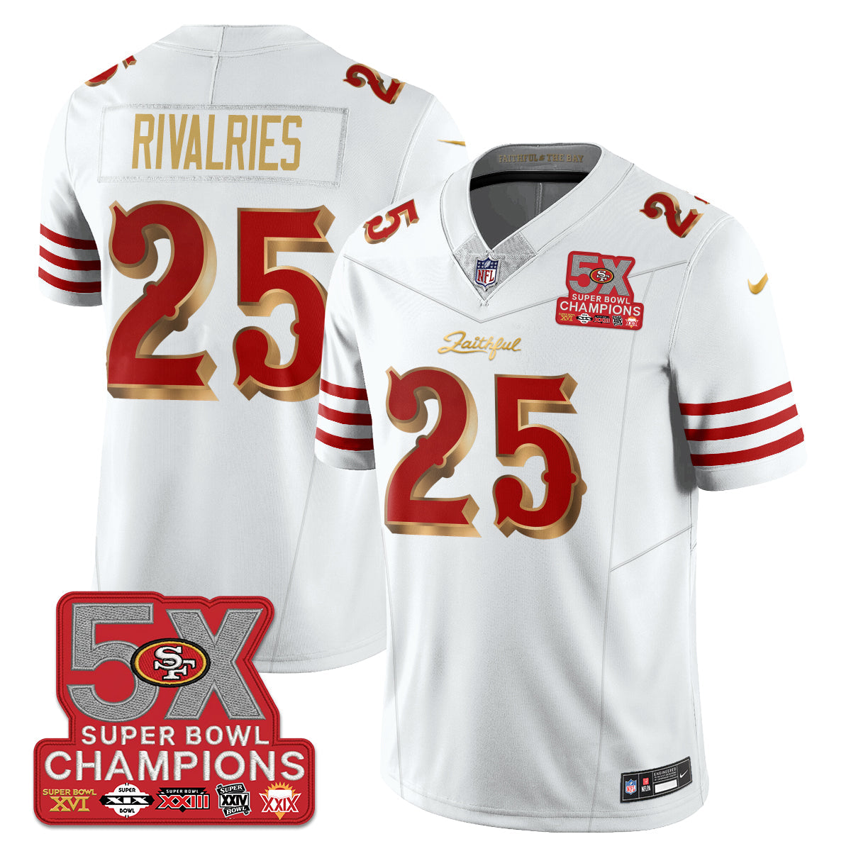 SF Rivalries 5-Time Champions Patch Vapor Limited Jersey - All Stitched