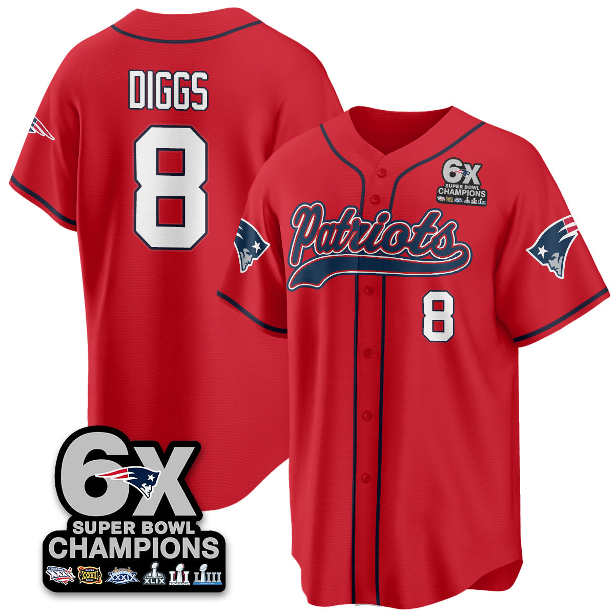 NE 6-Time Champions Patch Vapor Baseball Jersey - All Stitched