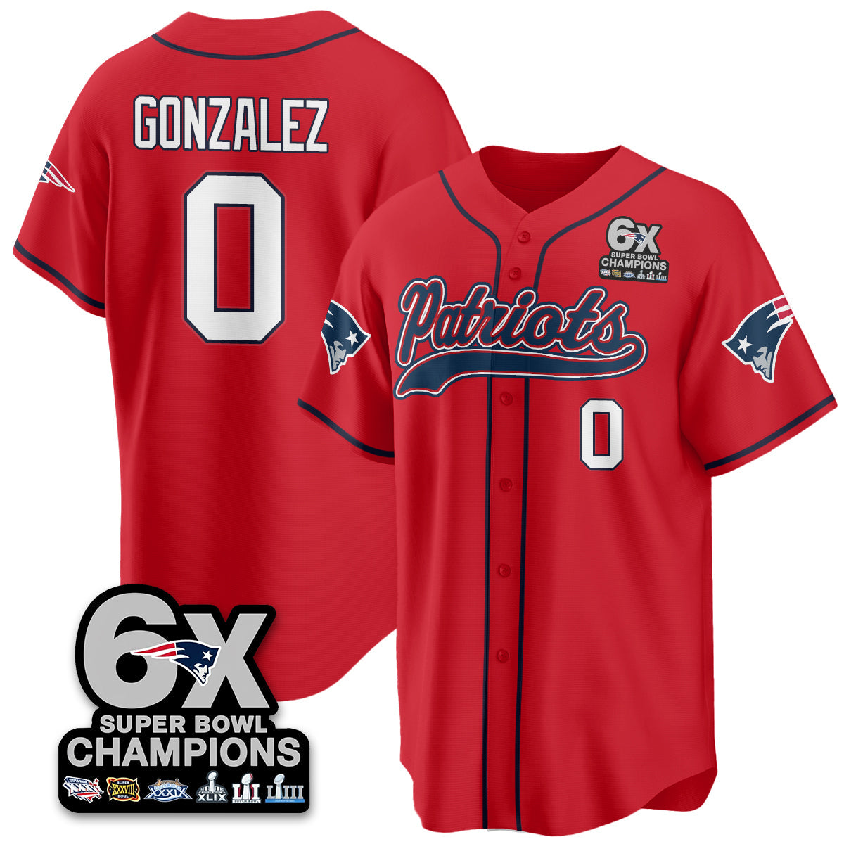 NE 6-Time Champions Patch Vapor Baseball Jersey - All Stitched
