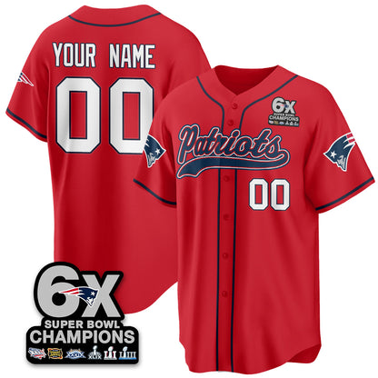 Custom NE 6-Time Champions Patch Vapor Baseball Jersey - All Stitched