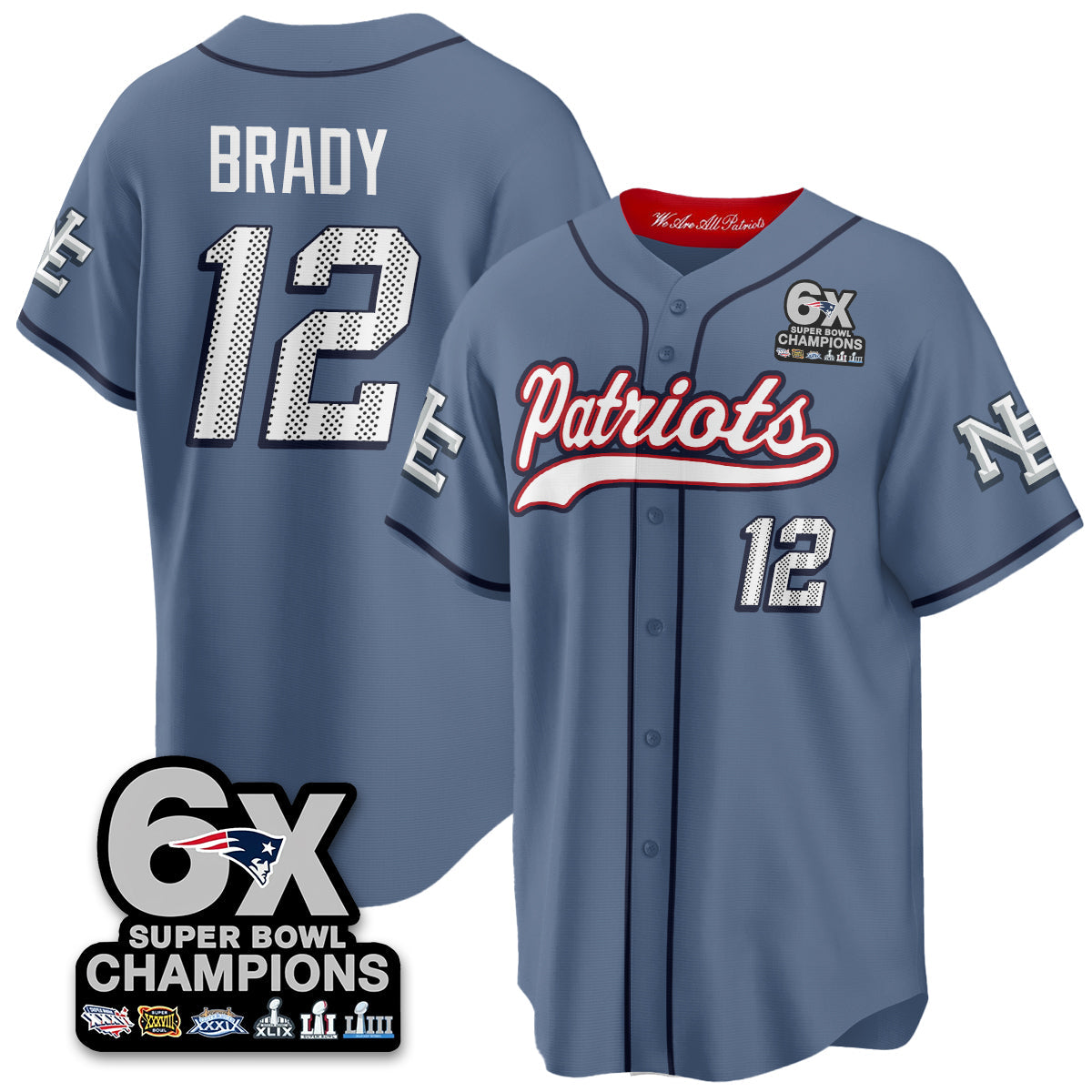 NE 6-Time Champions Patch Vapor Baseball Jersey - All Stitched