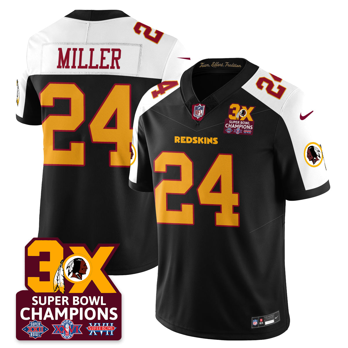 WAS 3-Time Champions Patch Vapor Limited Jersey - All Stitched