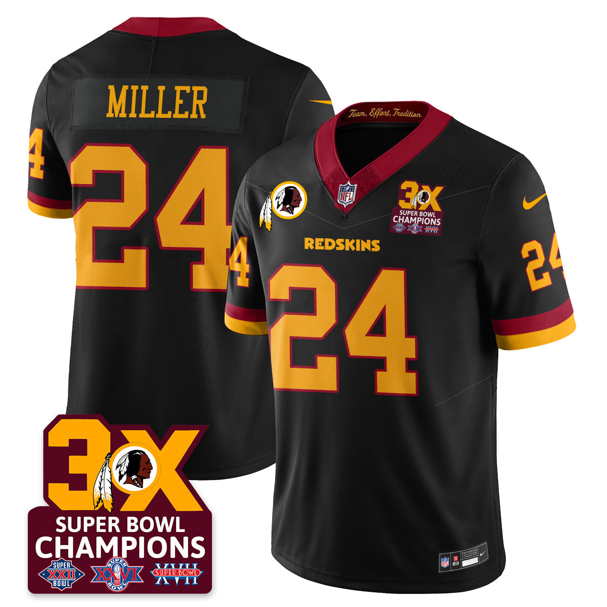 WAS 3-Time Champions Patch Vapor Limited Jersey - All Stitched