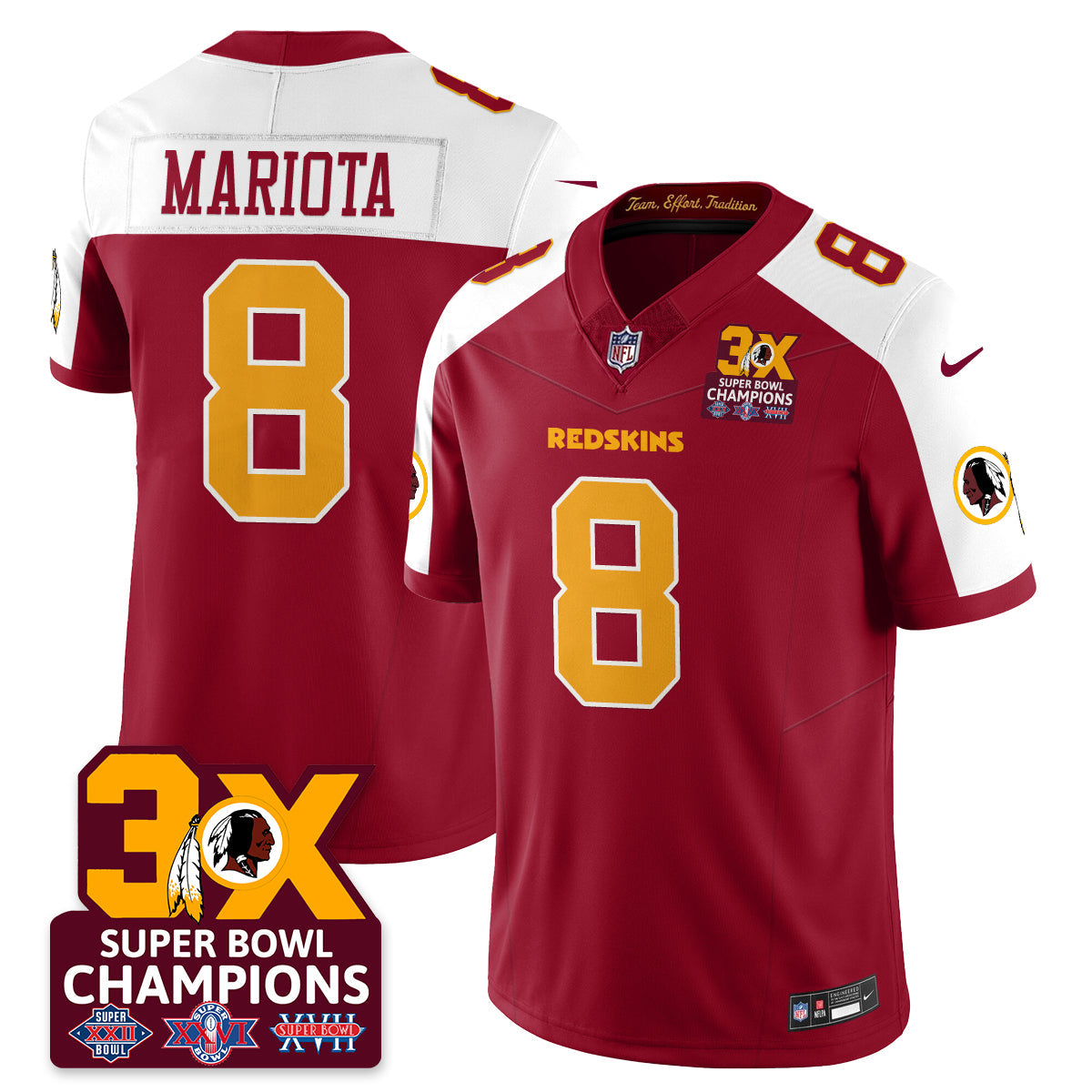 WAS 3-Time Champions Patch Vapor Limited Jersey - All Stitched