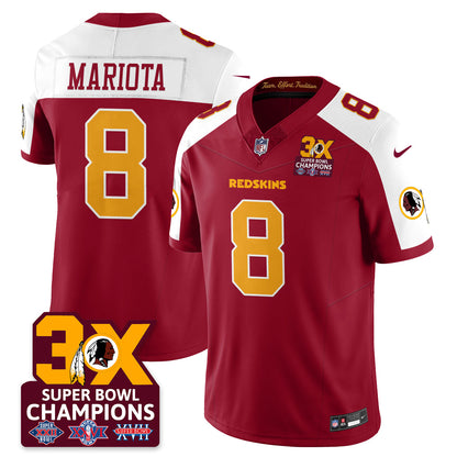 WAS 3-Time Champions Patch Vapor Limited Jersey - All Stitched