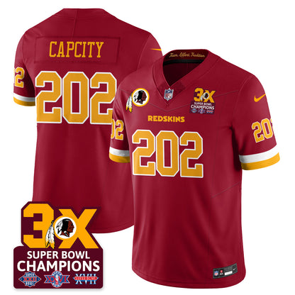WAS 3-Time Champions Patch Vapor Limited Jersey - All Stitched