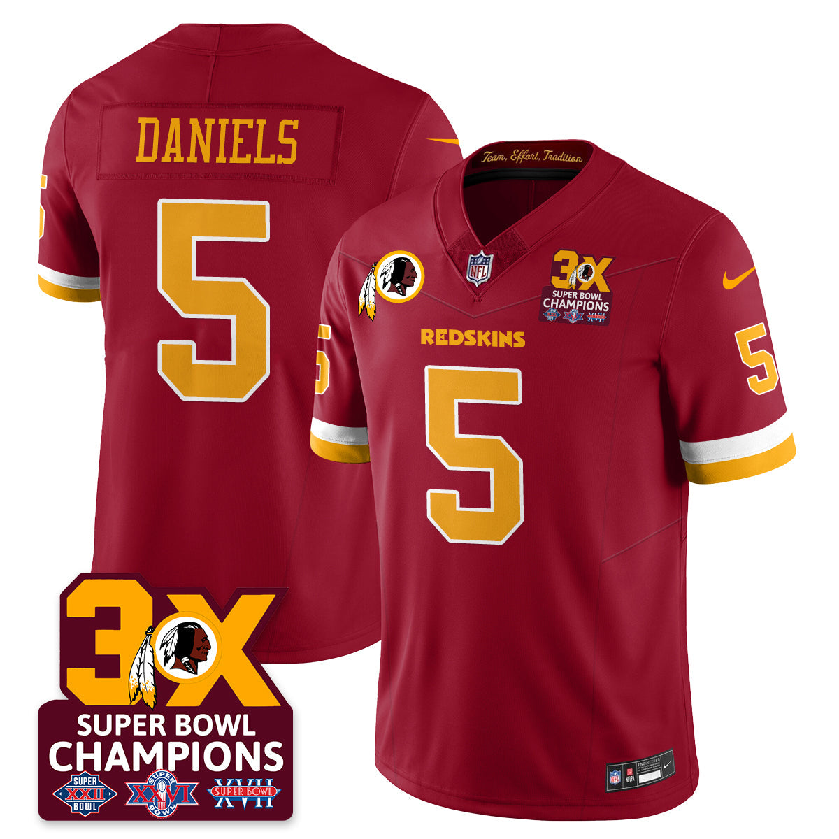 WAS 3-Time Champions Patch Vapor Limited Jersey - All Stitched