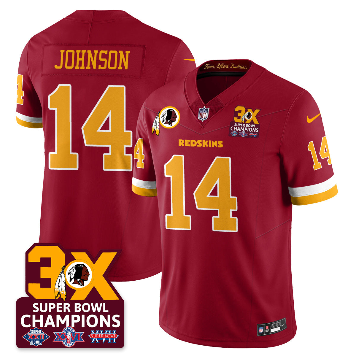 WAS 3-Time Champions Patch Vapor Limited Jersey - All Stitched