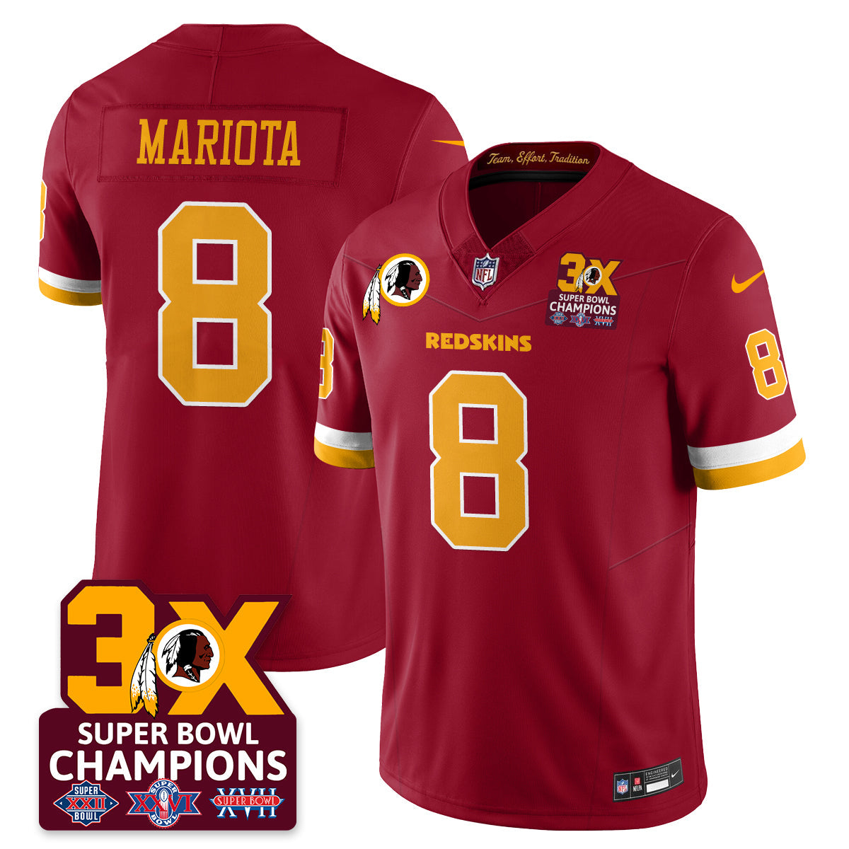 WAS 3-Time Champions Patch Vapor Limited Jersey - All Stitched