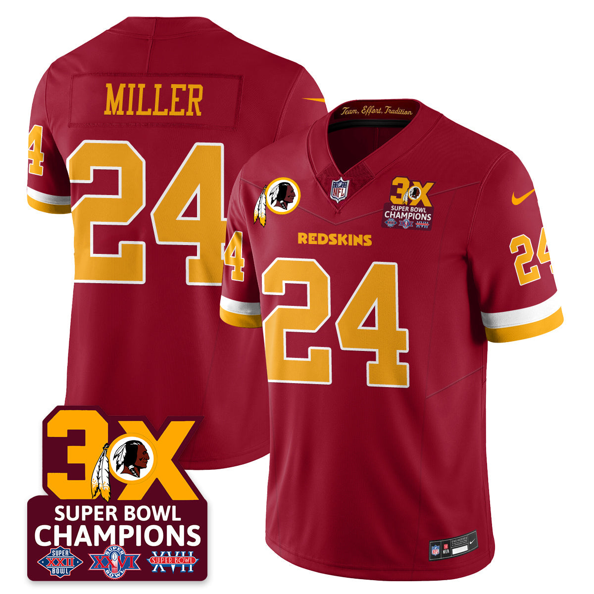 WAS 3-Time Champions Patch Vapor Limited Jersey - All Stitched