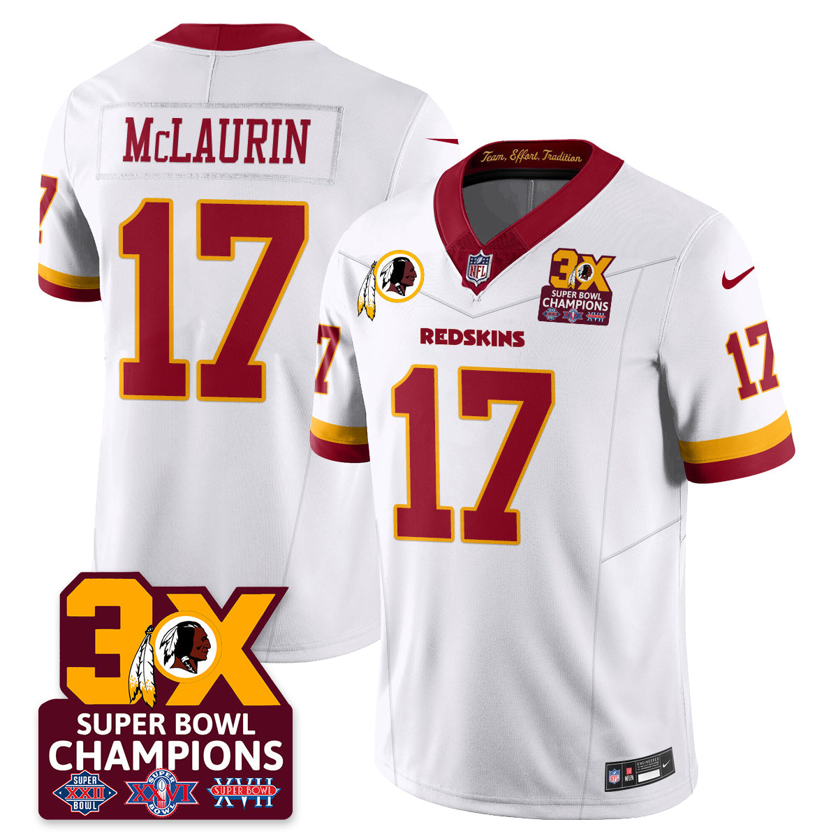 WAS 3-Time Champions Patch Vapor Limited Jersey - All Stitched