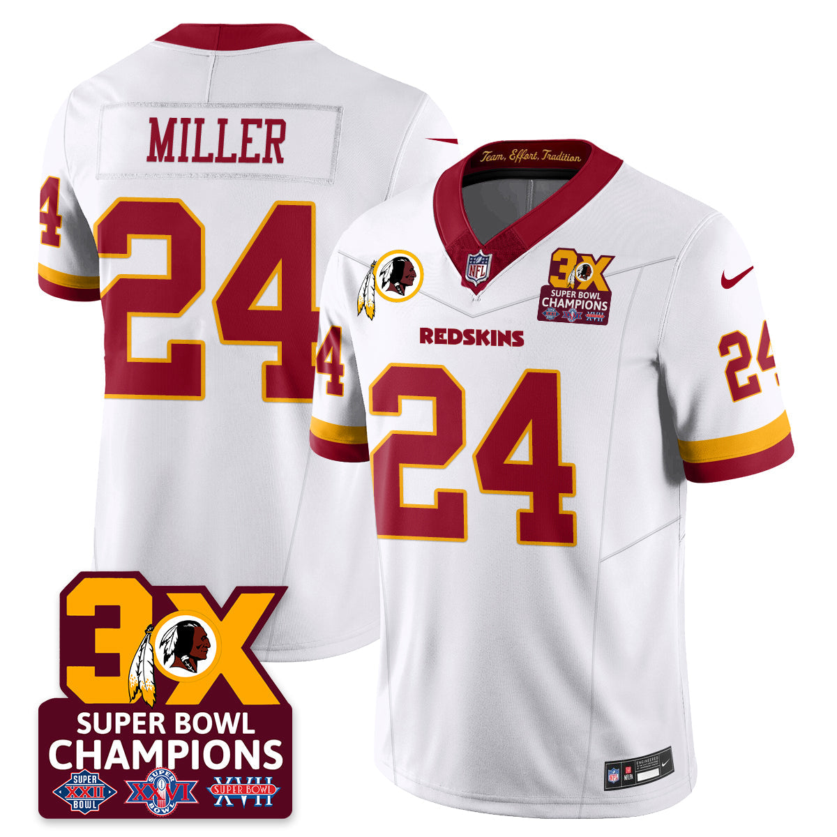 WAS 3-Time Champions Patch Vapor Limited Jersey - All Stitched
