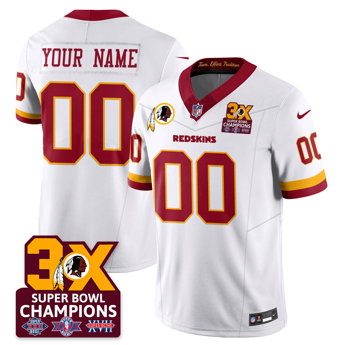 WAS 3-Time Champions Patch Vapor Limited Jersey - All Stitched