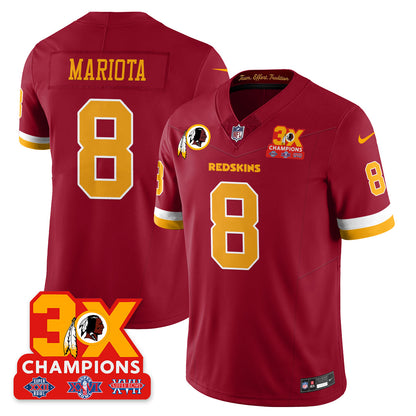 WAS 3-Time Champions Patch Vapor Limited Throwback Jersey - All Stitched