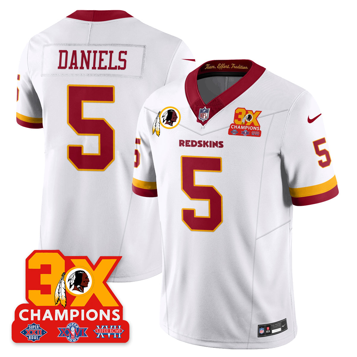 WAS 3-Time Champions Patch Vapor Limited Throwback Jersey - All Stitched