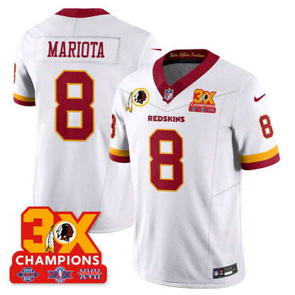 WAS 3-Time Champions Patch Vapor Limited Throwback Jersey - All Stitched