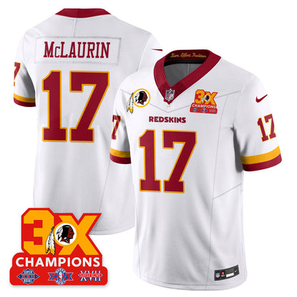 WAS 3-Time Champions Patch Vapor Limited Throwback Jersey - All Stitched