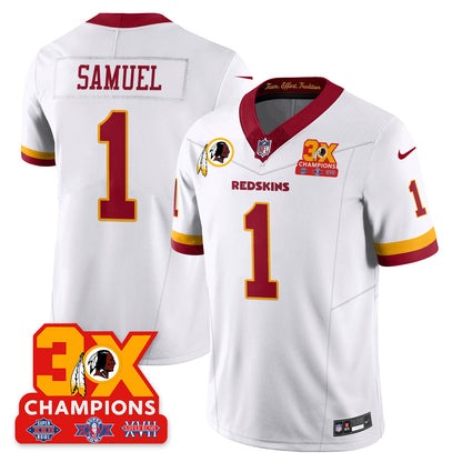 WAS 3-Time Champions Patch Vapor Limited Throwback Jersey - All Stitched
