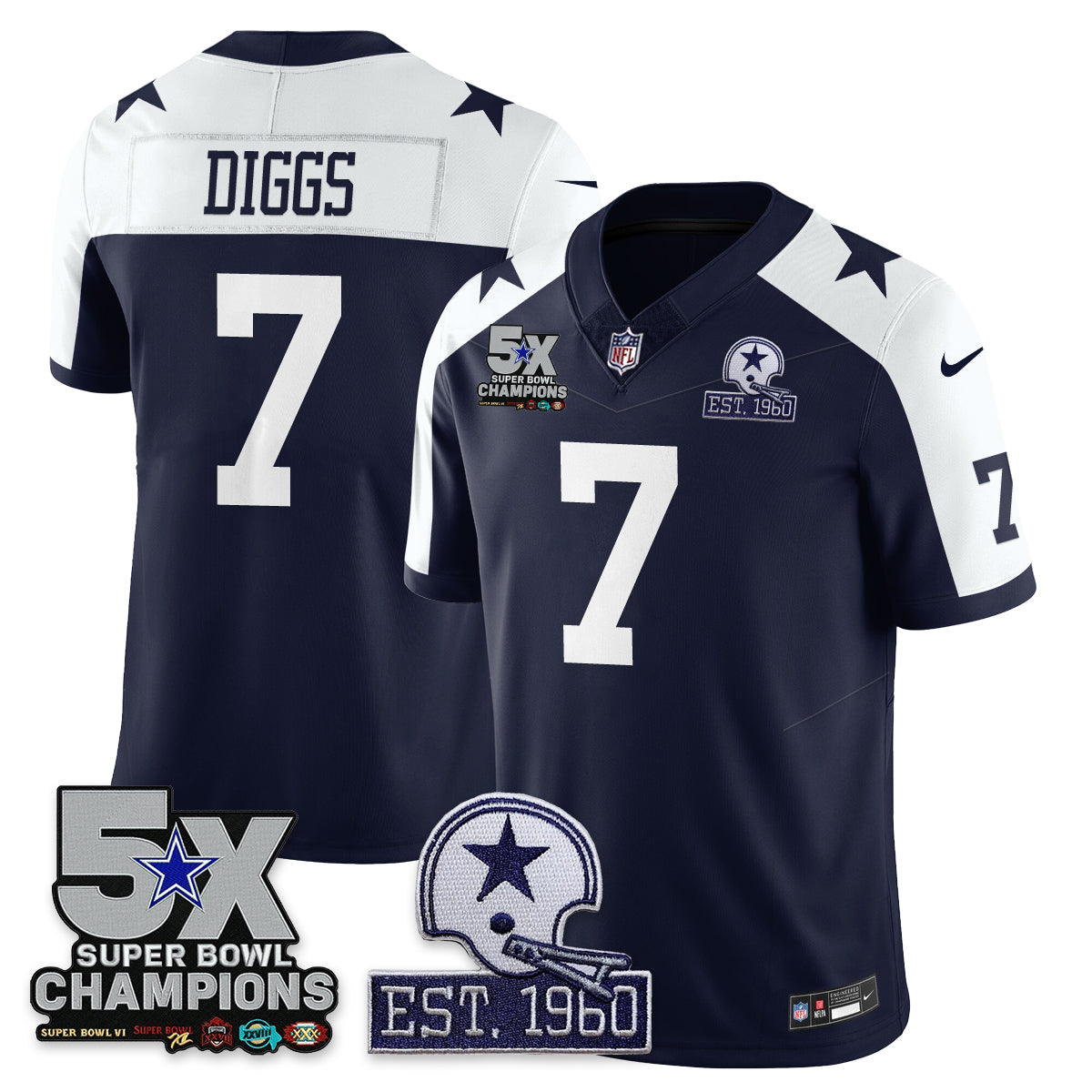 DAL 5-Time Champions Patch Vapor Limited Jersey - All Stitched