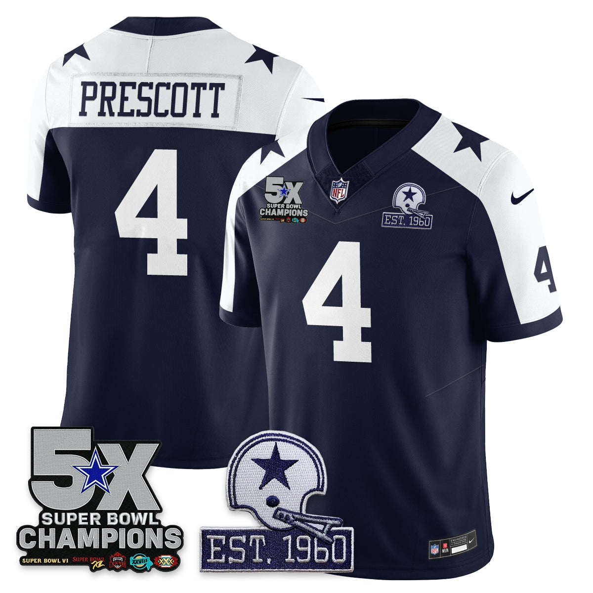 DAL 5-Time Champions Patch Vapor Limited Jersey - All Stitched