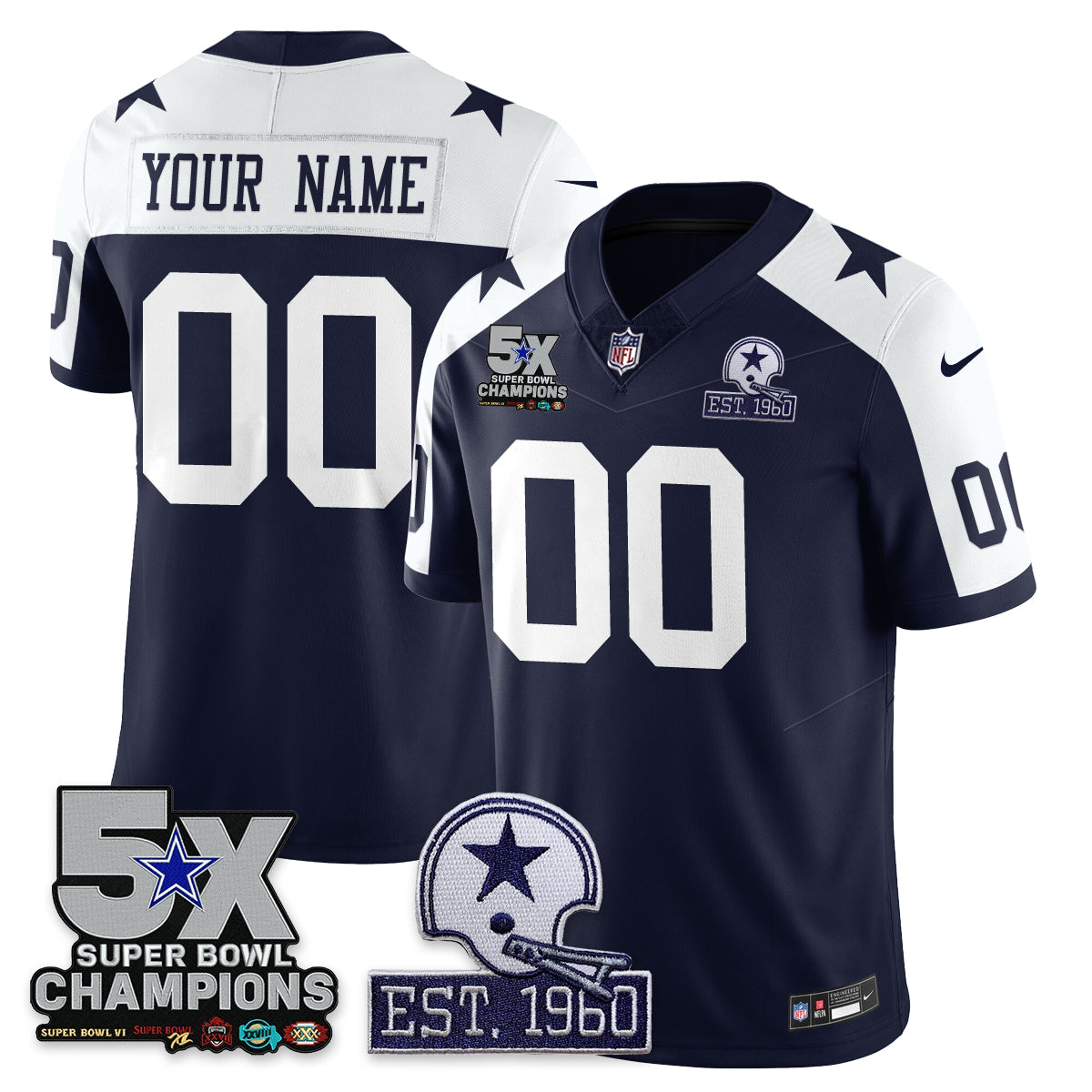 DAL 5-Time Champions Patch Vapor Limited Jersey - All Stitched