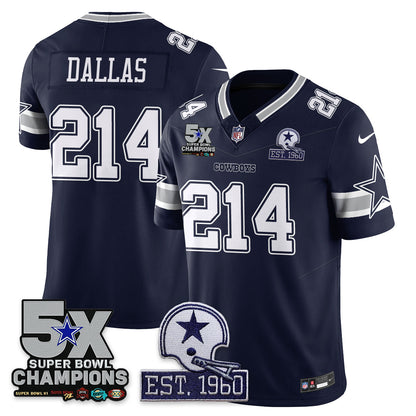 DAL 5-Time Champions Patch Vapor Limited Jersey - All Stitched