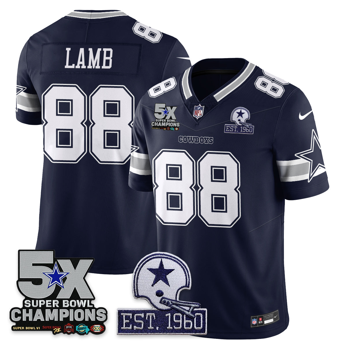 DAL 5-Time Champions Patch Vapor Limited Jersey - All Stitched