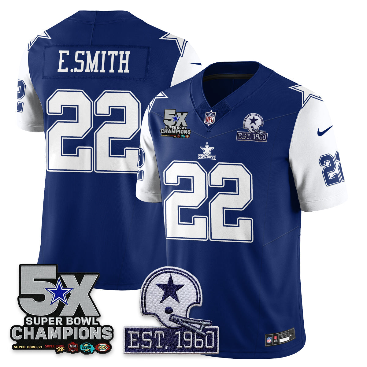 DAL 5-Time Champions Patch Vapor Limited Jersey - All Stitched