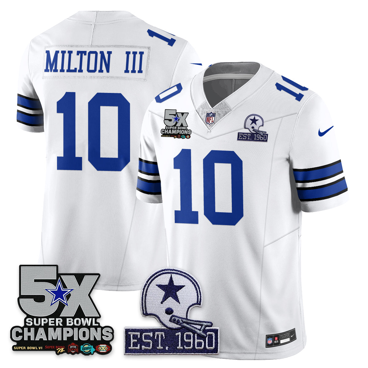 DAL 5-Time Champions Patch Vapor Limited Jersey - All Stitched