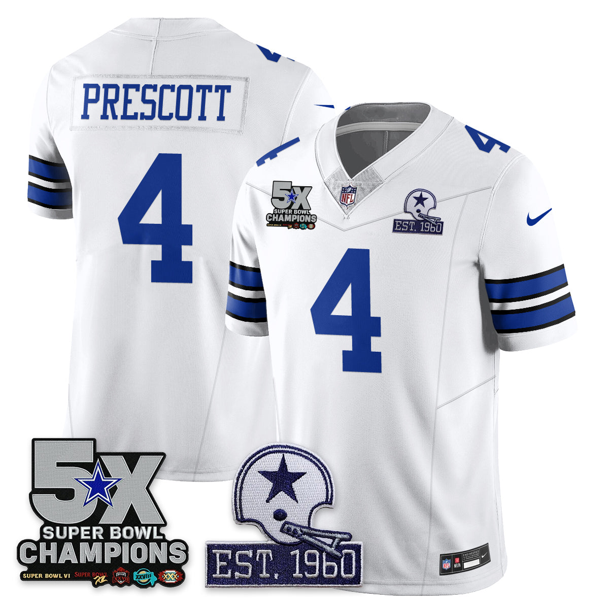 DAL 5-Time Champions Patch Vapor Limited Jersey - All Stitched