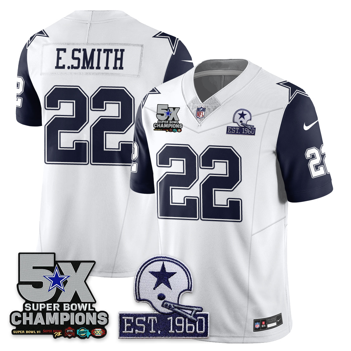 DAL 5-Time Champions Patch Vapor Limited Jersey - All Stitched