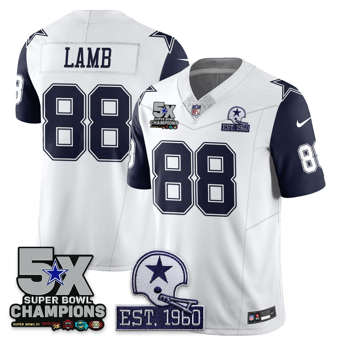 DAL 5-Time Champions Patch Vapor Limited Jersey - All Stitched