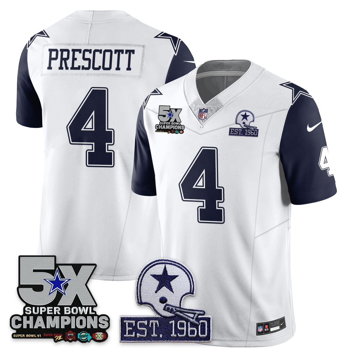 DAL 5-Time Champions Patch Vapor Limited Jersey - All Stitched