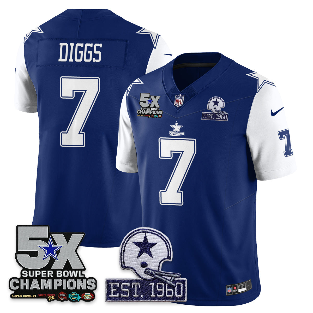 DAL 5-Time Champions Patch Vapor Limited Jersey - All Stitched