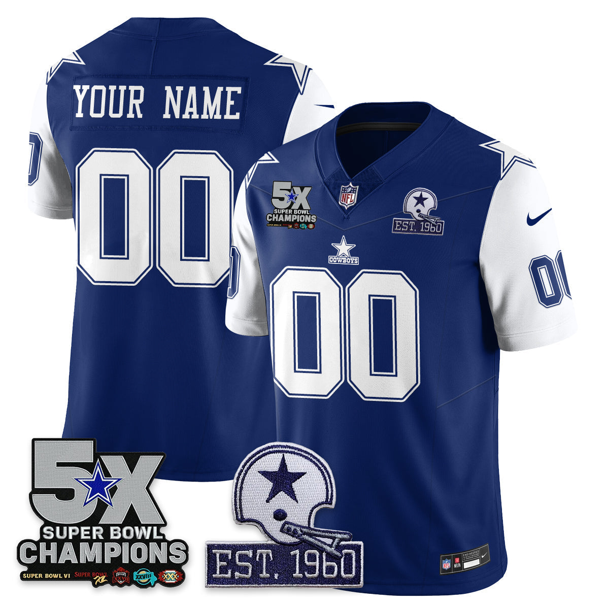 DAL 5-Time Champions Patch Vapor Limited Jersey - All Stitched