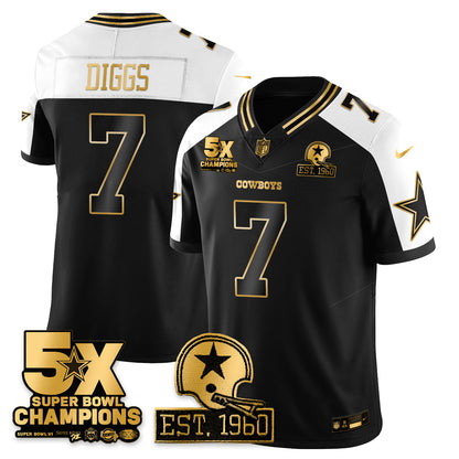 DAL 5-Time Champions Patch Vapor Limited Gold Jersey - All Stitched